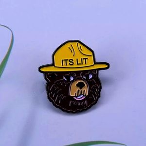 Smokey Bear Pin "It's Lit" Smokey Bear Enamel Metal Pin